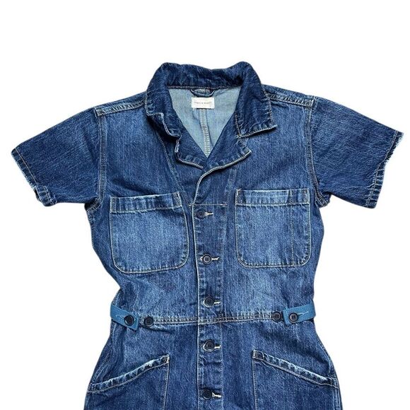 SAINTS & HEARTS Kobe Utility Denim Jumpsuit Blue Size Small - Picture 5 of 13